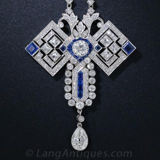 Art Deco Diamond and Sapphire Necklace