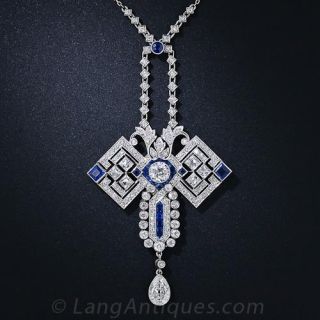 Art Deco Diamond and Sapphire Necklace