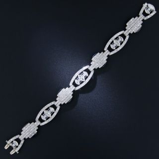 Art Deco Diamond and Sapphire Open Link Bracelet - 8