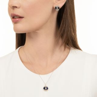 Art Deco Diamond and Sapphire* Pendant and Earring Set