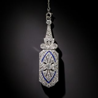 Art Deco Diamond and Sapphire Pendant Necklace