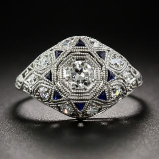 Art Deco Diamond and Sapphire Platinum Ring