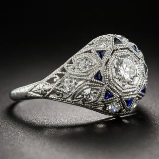 Art Deco Diamond and Sapphire Platinum Ring