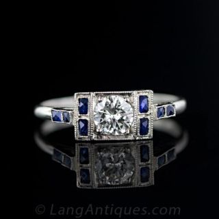Art Deco Diamond and Sapphire Ring
