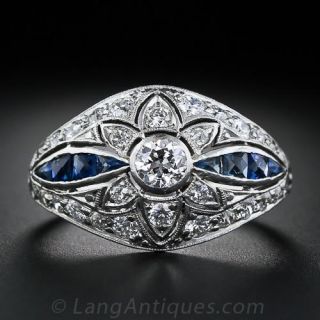 Art Deco Diamond and Sapphire Ring