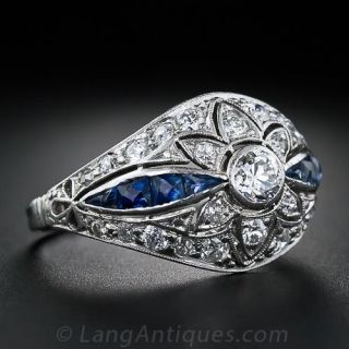Art Deco Diamond and Sapphire Ring