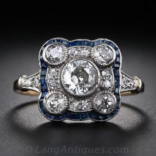Art Deco Diamond and Sapphire Ring