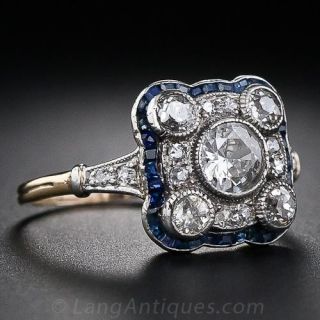 Art Deco Diamond and Sapphire Ring