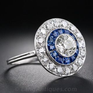Art Deco Diamond and Sapphire  Ring