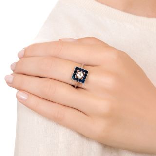 Art Deco Diamond and Sapphire Ring