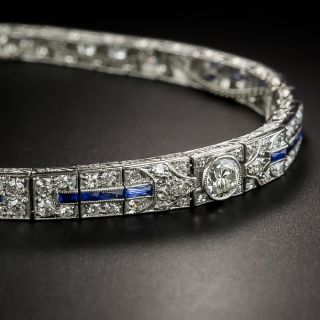 Art Deco Diamond and Sapphire Tapered Line Bracelet - 2