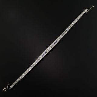 Art Deco Diamond and Sapphire Tapered Line Bracelet