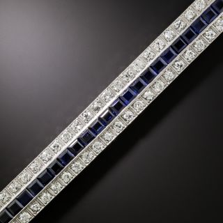 Art Deco Diamond and Sapphire* Three-Row Bracelet - 3