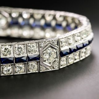 Art Deco Diamond and Sapphire* Three-Row Bracelet - 4