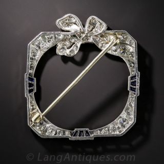 Art Deco Diamond and Sapphire Wreath Brooch