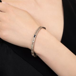 Art Deco Diamond and Synthetic Sapphire Bracelet