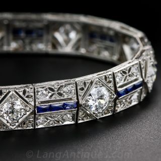 Art Deco Diamond and Synthetic Sapphire Bracelet