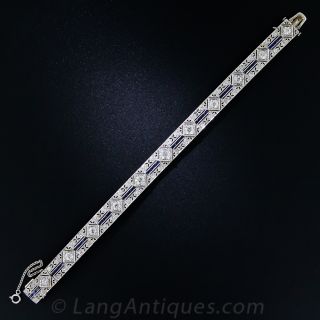 Art Deco Diamond and Synthetic Sapphire Bracelet