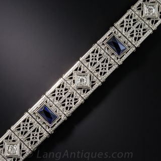 Art Deco Diamond and Synthetic Sapphire Bracelet