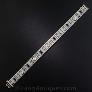 Art Deco Diamond and Synthetic Sapphire Bracelet