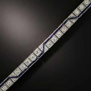 Art Deco Diamond and Synthetic Sapphire Bracelet - 2