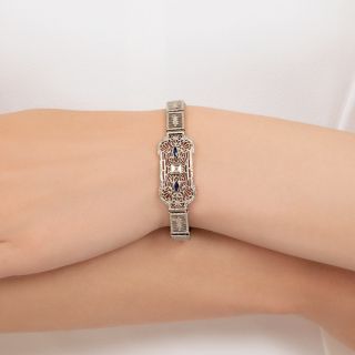 Art Deco Diamond and Synthetic Sapphire Bracelet
