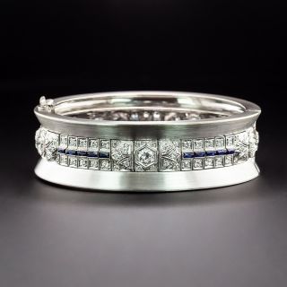 Art Deco Diamond and Synthetic Sapphire Bracelet with 1940s Sleeve - 2