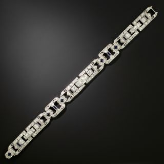 Art Deco Diamond and Synthetic Sapphire Bracelet - 2