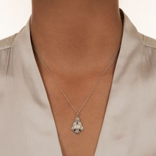 Art Deco Diamond and Synthetic Sapphire Drop Pendant