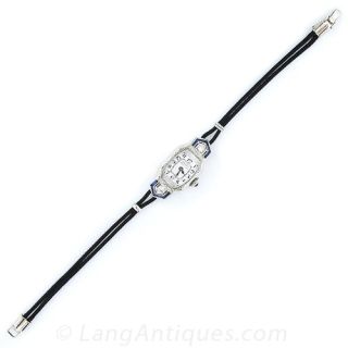 Art Deco Diamond and Synthetic Sapphire Gruen Lady's Watch