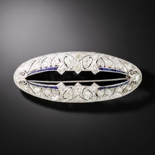 Art Deco Diamond And Synthetic Sapphire Hair Barrette - 2