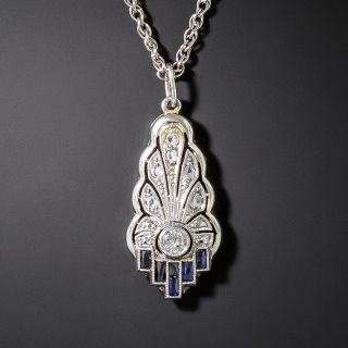 Art Deco Diamond and Synthetic Sapphire Lavalier - 2