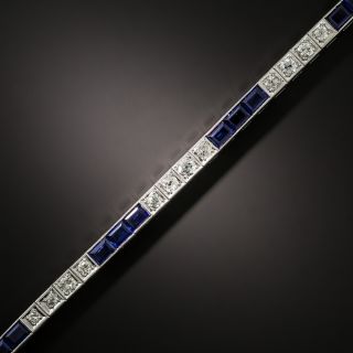 Art Deco Diamond and Synthetic Sapphire Line Bracelet - 1