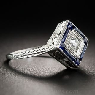 Art Deco Diamond and Synthetic Sapphire Ring
