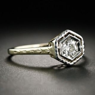 Art Deco Diamond and Two-Tone Gold Engagement Ring