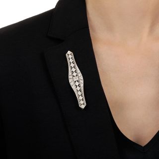 Art Deco Diamond Bar Brooch