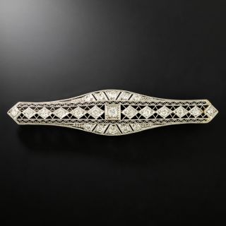 Art Deco Diamond Bar Brooch - 2