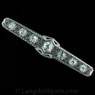 Art Deco Diamond Bar Pin Main View