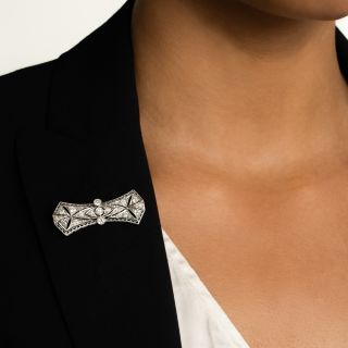 Art Deco Diamond Bow Brooch