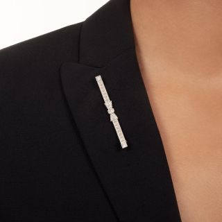 Art Deco Diamond Bow Motif Bar Pin