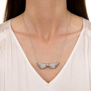 Art Deco Diamond Bow Pendant/Brooch