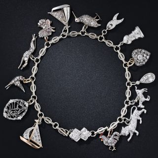 Art Deco Diamond Charm Bracelet - 8