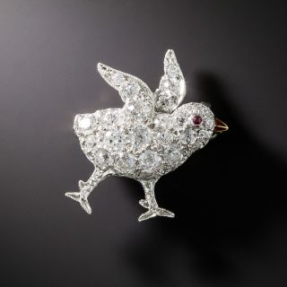Art Deco Diamond Chickadee Brooch - 2