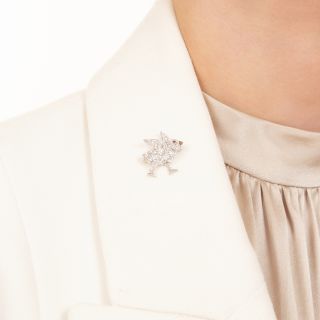 Art Deco Diamond Chickadee Brooch