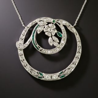 Art Deco Diamond Circle Flower Pendant - 3