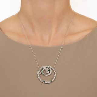 Art Deco Diamond Circle Flower Pendant