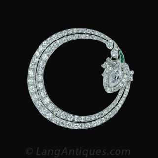 Art Deco Diamond Circle Pin Main View