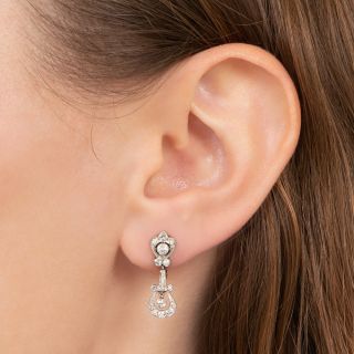 Art Deco Diamond Dangle Earrings 
