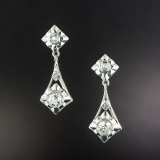 Art Deco Diamond Dangle Earrings - 2