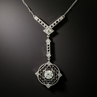 Art Deco Diamond Dangle Necklace - 3
